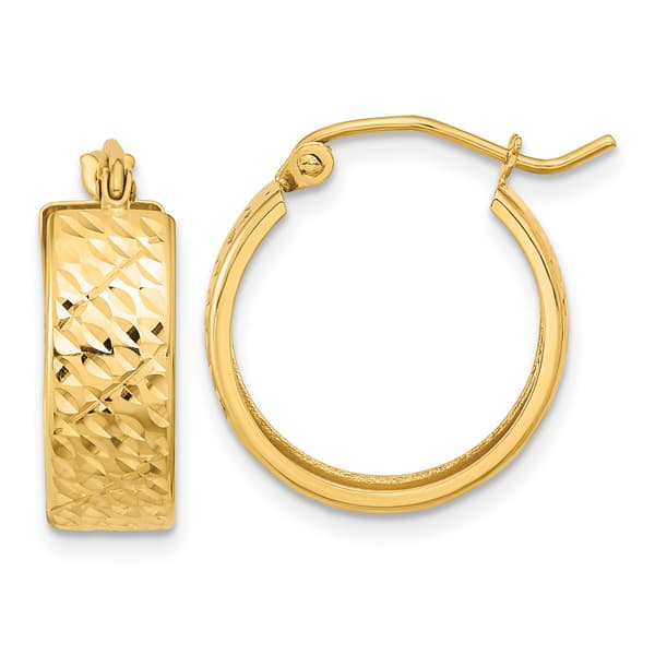 Gold Classics&#40;tm&#41; 14k Gold Diamond Cut Hoop Earrings - image 