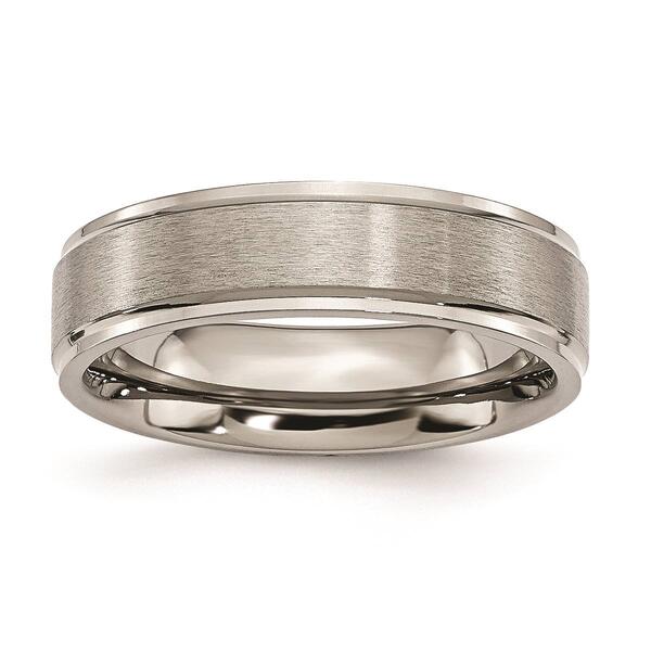 Mens Endless Affection&#40;tm&#41; Engravable 6mm Ridged Edge Wedding Band - image 