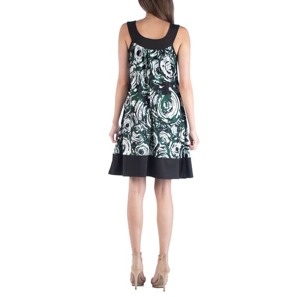 Womens 24/7 Comfort Apparel Colorblock Swirl Fit & Flare Dress