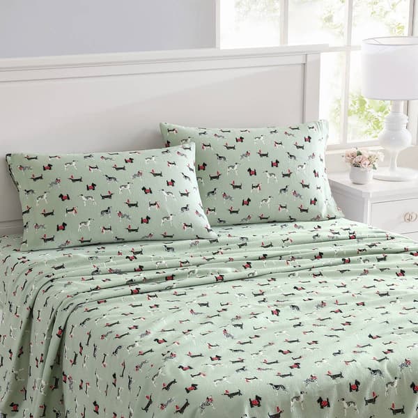 Laura Ashley Holiday Pups Cotton Flannel Sheet Set