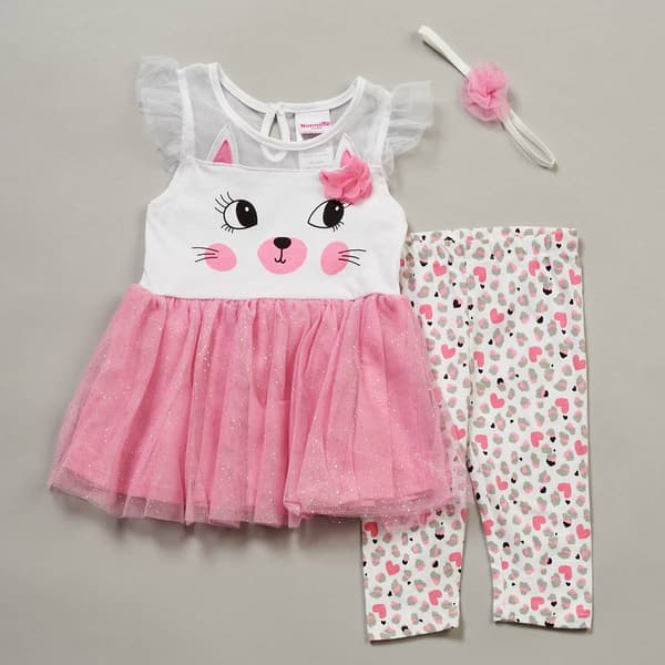 Baby Girl &#40;12-24M&#41; Nannette Cat Face Tutu Dress & Leggings Set - image 