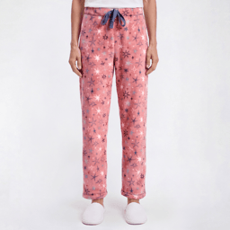 Womens Attraction De Nuit Pink Plush Pajama Bottoms