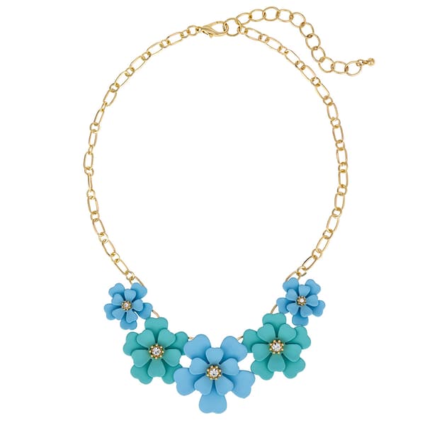Ashley Cooper(tm) Gold-Tone Multi Blue Flower Frontal Necklace - image 