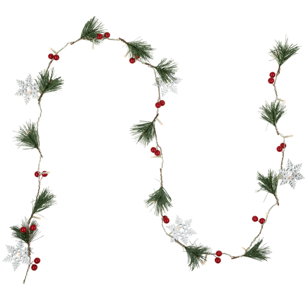 Northlight 6ft. LED Berry & Snowflake Christmas Garland - image 