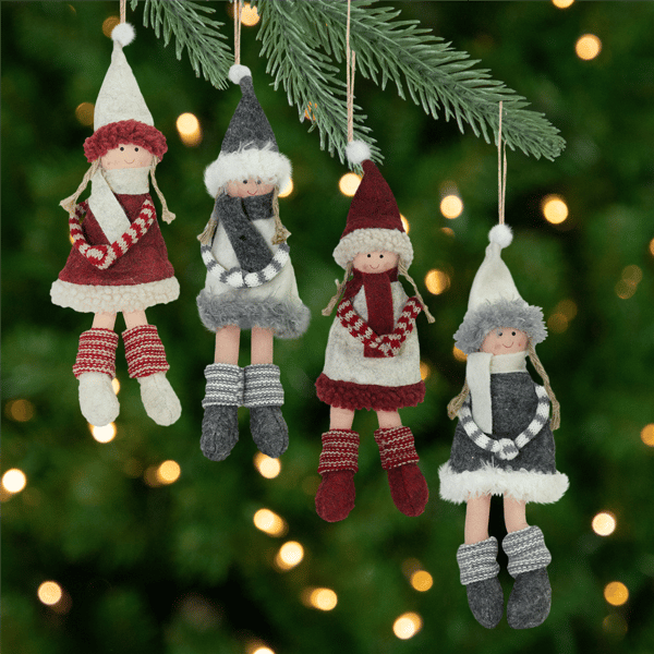 Northlight 4ct. Girls with Scarves Christmas Doll Ornaments