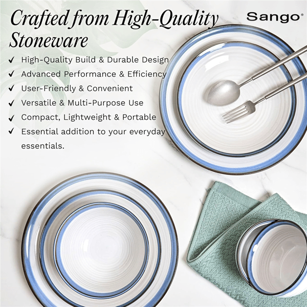 Sango Siterra Santorini 16pc. Blue Round Dinnerware Set