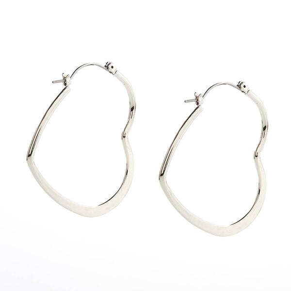 Ashley Silver Open Heart Lift Lock Hoop Earrings - image 