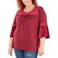 Plus Size NY Collection Floral Crochet Trim Top - image 4