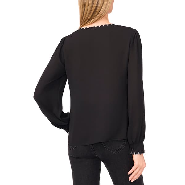 Womens Cece Long Sleeve Button Down Scallop Detail Blouse