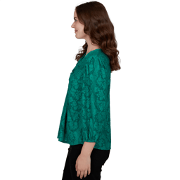 Womens Ruby Rd. Mysterious Romance Knot Front Floral Blouse
