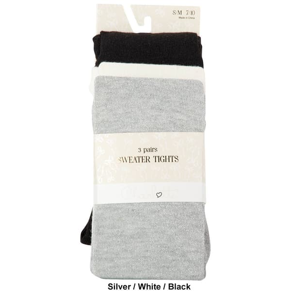 Girls Charlotte&#174; 3pk. Heather Metallic Solid Sweater Knit Tights