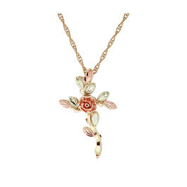 Black Hills Gold 10kt. Rose Branch Cross Necklace