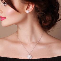 Gemstone Classics™  3 3/4ctw. Cubic Zirconia Halo Necklace Set