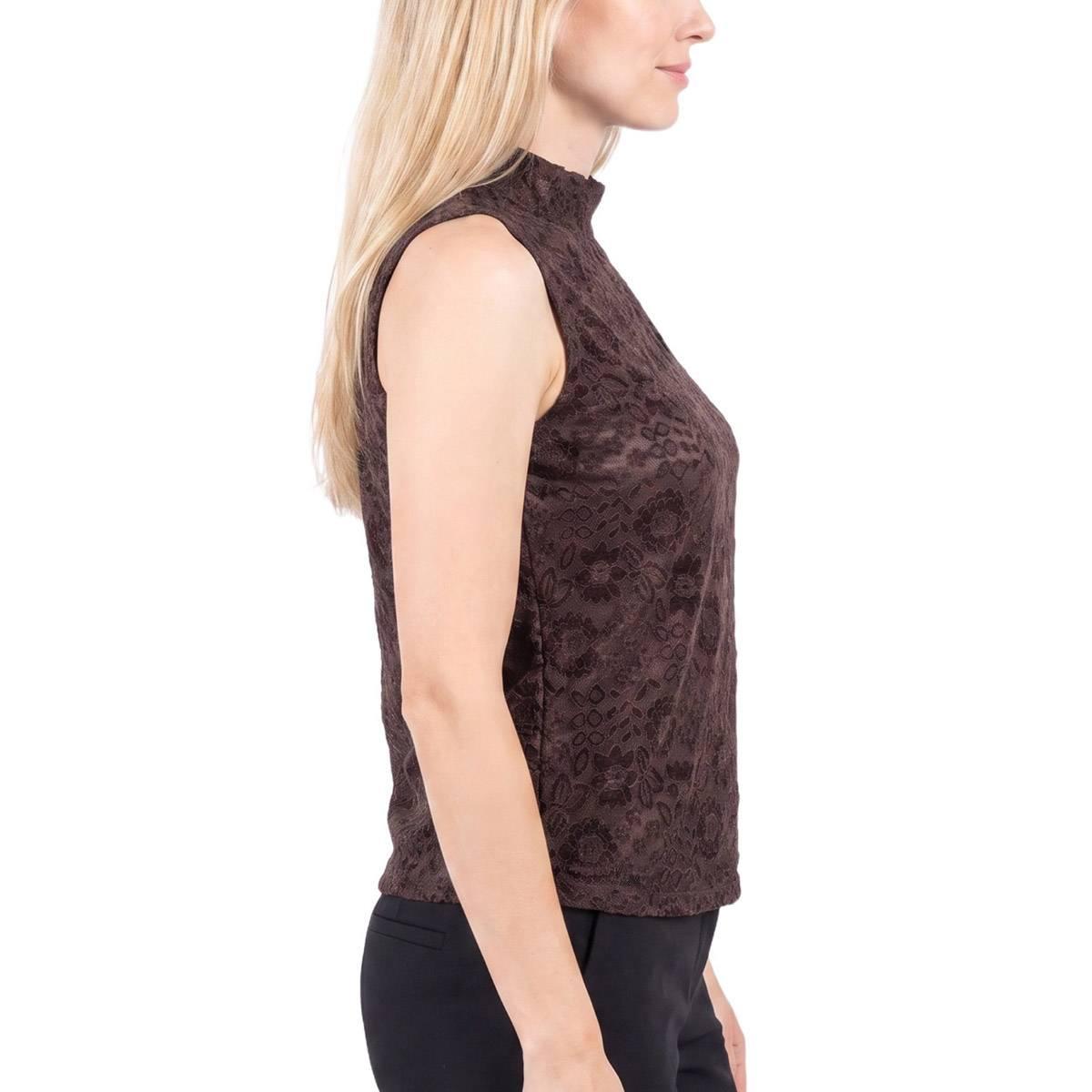 Womens NY Collection Sleeveless Velvet Floral Lace Blouse