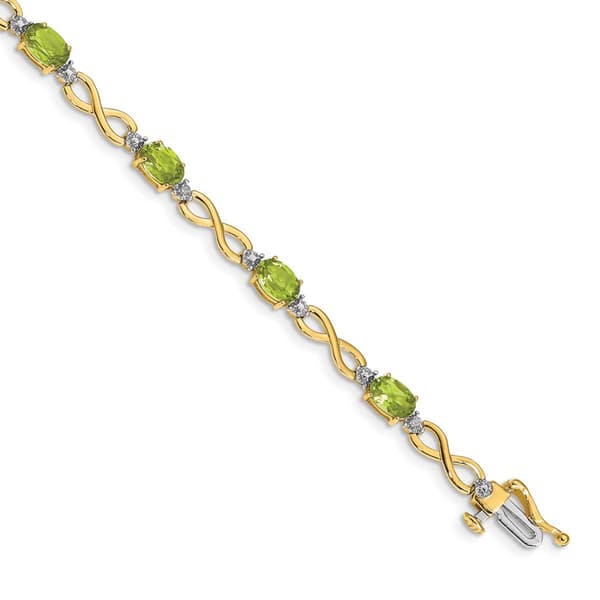 Gemstone Classics&#40;tm&#41; 14kt. Diamond & Peridot Link Bracelet - image 