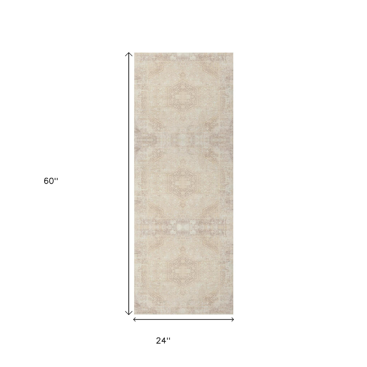 HomeRoots Transitional Beige Medallion Runner