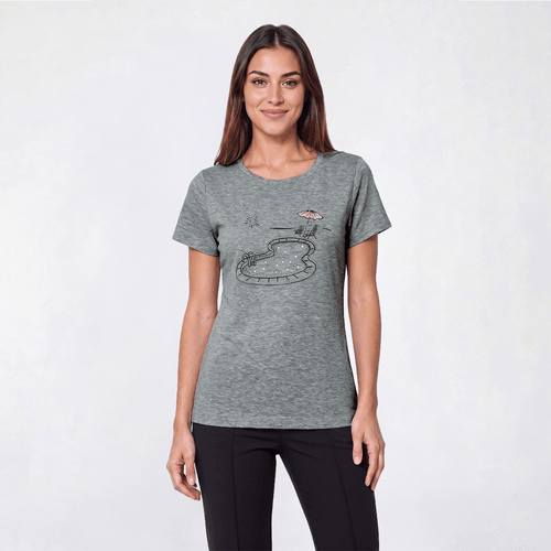 Womens New York Laundry Rhinestone Pool Round Neck Tee - image 