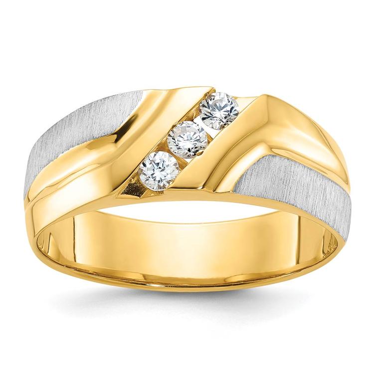 Mens Gentlemens Classics(tm) 14kt. Two Tone Gold 1/4ct. Diamond Ring