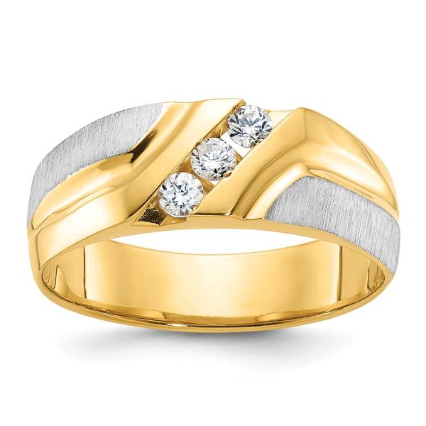 Mens Gentlemens Classics(tm) 14kt. Two Tone Gold 1/4ct. Diamond Ring - image 