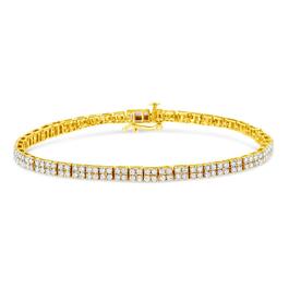 Haus of Brilliance Yellow Gold over Silver Diamond Link Bracelet