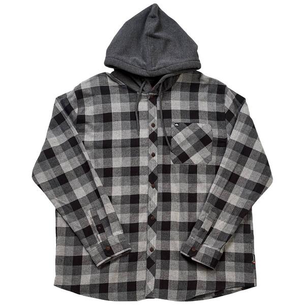 Mens Quiksilver Kona Flannel Shirt Jacket with Hood - Iron - image 