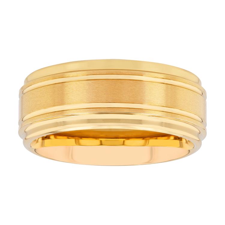Mens Gentlemens Classics(tm) Gold-Tone Tungsten 2 Stripe Ring