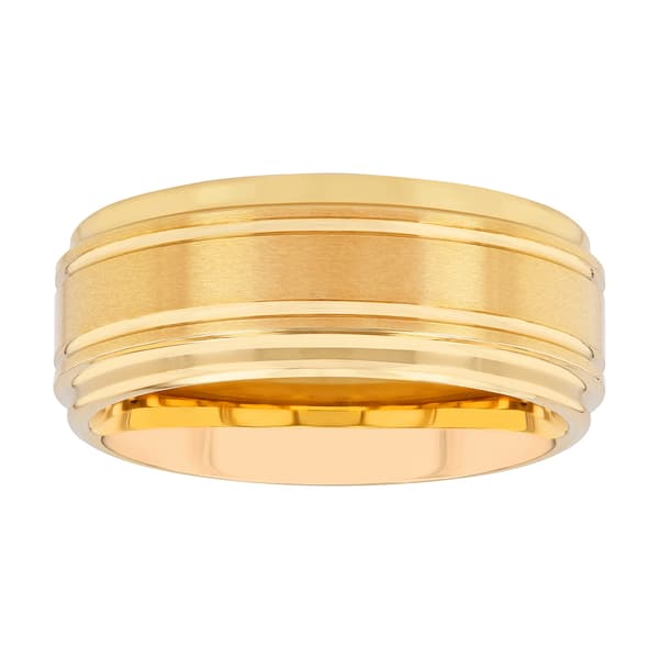 Mens Gentlemens Classics(tm) Gold-Tone Tungsten 2 Stripe Ring - image 