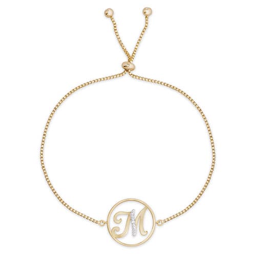 Accents by Gianni Argento Diamond Plated Initial M Gold Bracelet