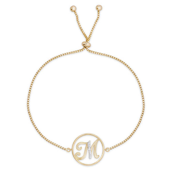 Accents by Gianni Argento Diamond Plated Initial M Gold Bracelet - image 