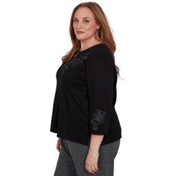 Plus Size Alfred Dunner Dinner Theater Shimmer Floral Blouse