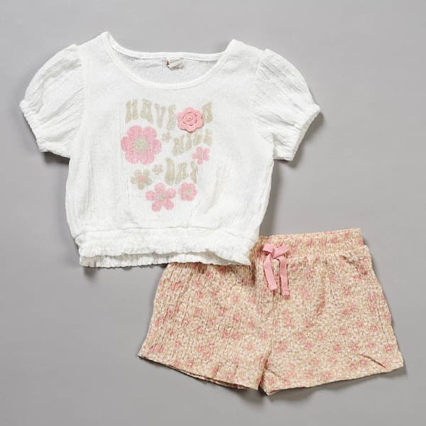 Toddler Girl Sweet Butterfly Knit Top & Floral Shorts Set - image 