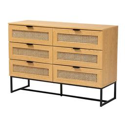 Baxton Studio Sawyer Oak Brown Wood 6-Drawer Storage Cabinet