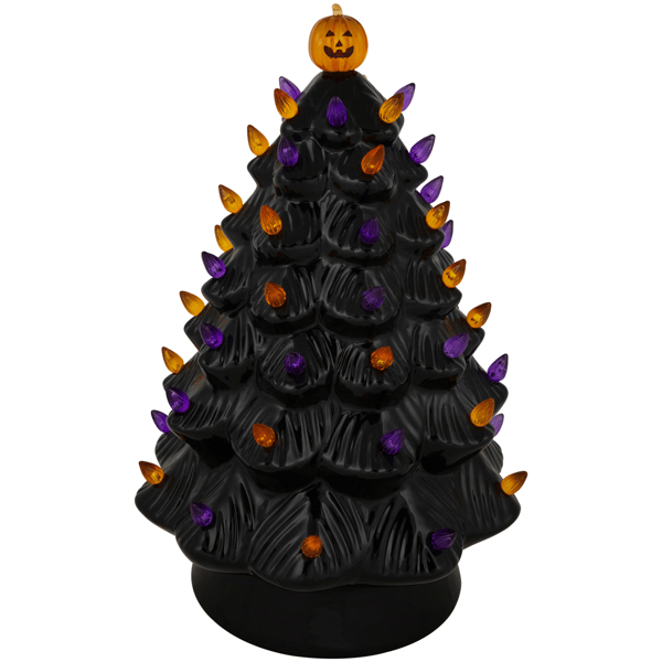 Northlight LED Lighted Ceramic Halloween Tree with Pumpkin - image 
