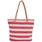 Renshun Striped Straw Tote - Pink/White - image 4