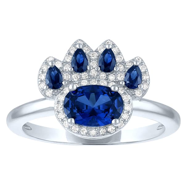 Nova Star(R) Lab Grown Blue Sapphire & Lab Grown Diamond Paw Ring - image 