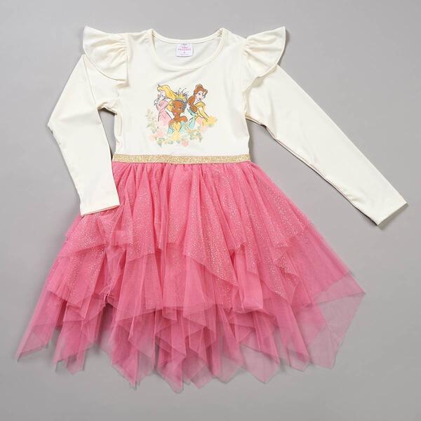 Girls 4-6x Disney Long Sleeve Multi Princess Tutu Dress - image 