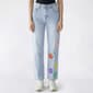 Juniors Gogo Jeans High Rise Straight Puff Paint Flowers Jeans - image 1