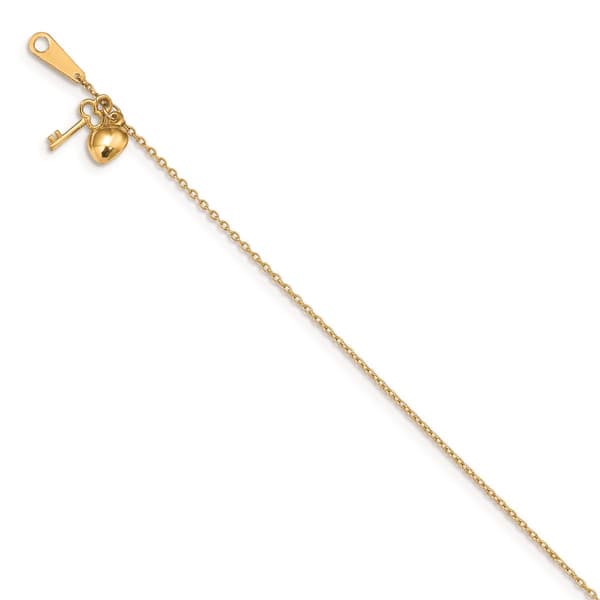 Gold Classics&#40;tm&#41; 14kt. Gold Heart & Key 9in. Anklet - image 