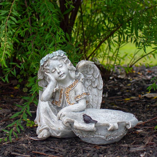 Northlight Seasonal 12.25in. Angel Bird Feeder Garden Statue