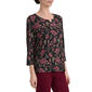 Petite Jones New York 3/4 Sleeve Bar Keyhole Floral Blouse - image 3