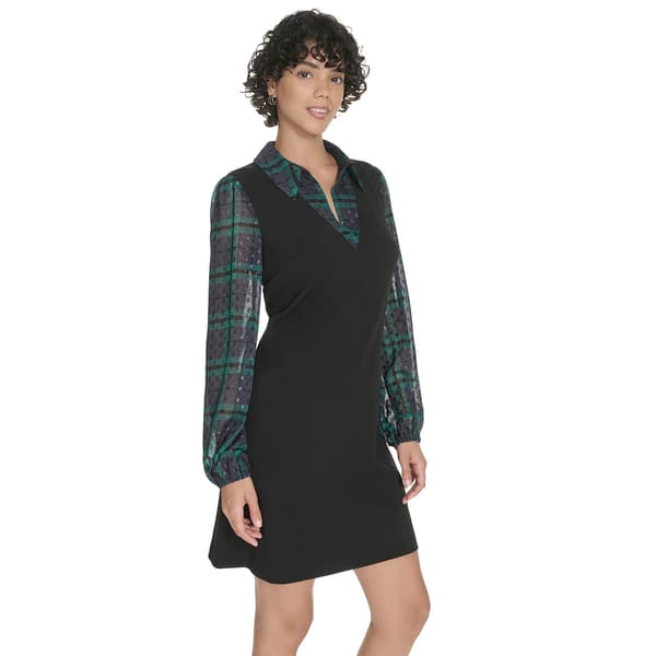 Womens Tommy Hilfiger Plaid Two In One Shift Dress