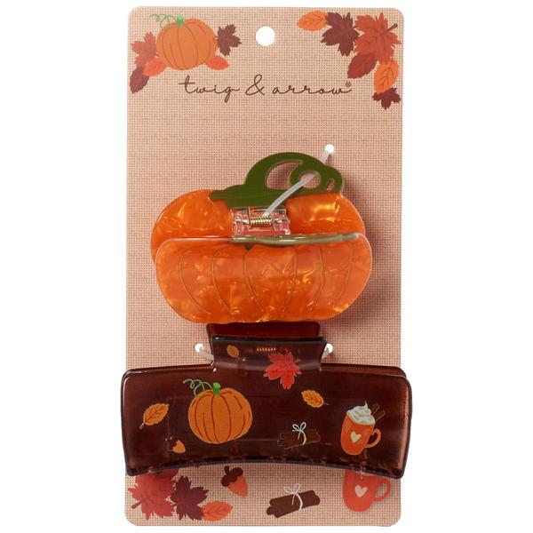 Womens Twig & Arrow 2pk. Pumpkin/Harvest Claw Clips - image 