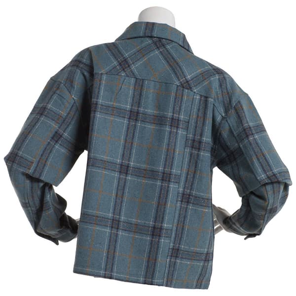 Plus Size Architect® Long Sleeve Flannel Plaid Cropped Shacket