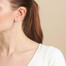 Athra Sterling Silver CZ Stud & Hoop Earrings Set