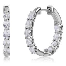 Gemstone Classics(tm) 4x3mm White Topaz Inside Out Hoop Earrings