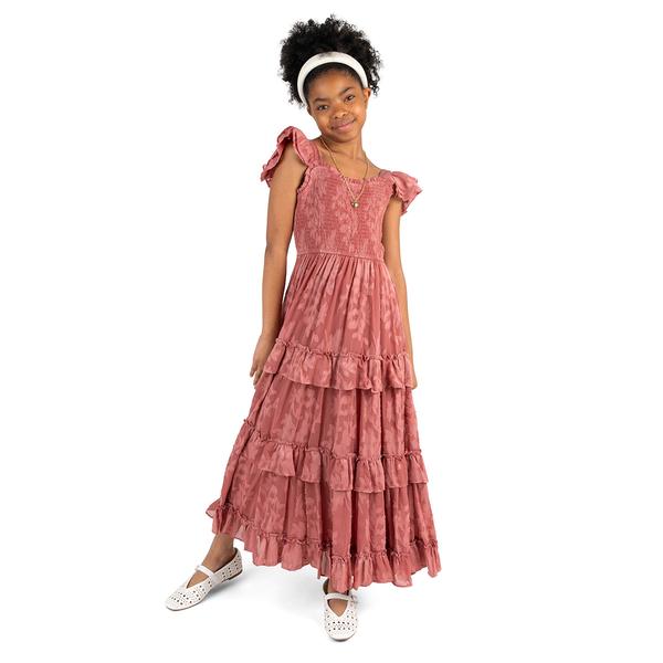 Girls (7-14) Rare Editions Short Sleeve Burnout Chiffon Dress