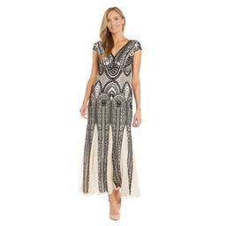 Womens Two-Tone Dress with V-Neck Godets