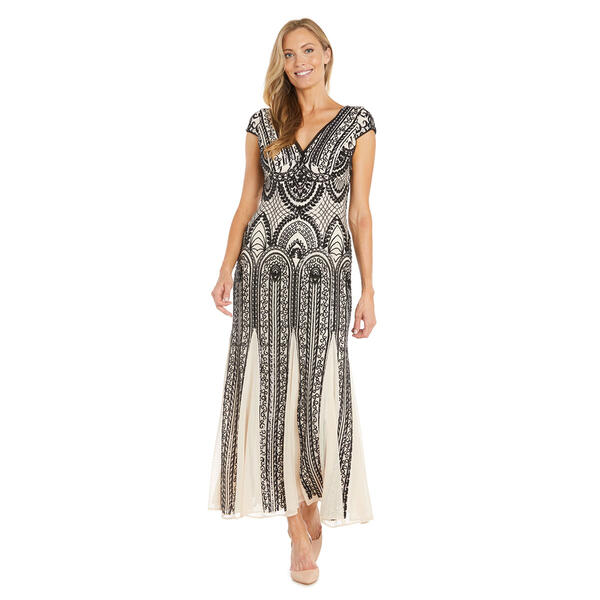 Womens Two-Tone Dress with V-Neck Godets - image 