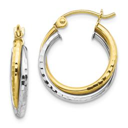 Gold Classics(tm) 10kt. Two-tone Textured Twist Hoop Earrings