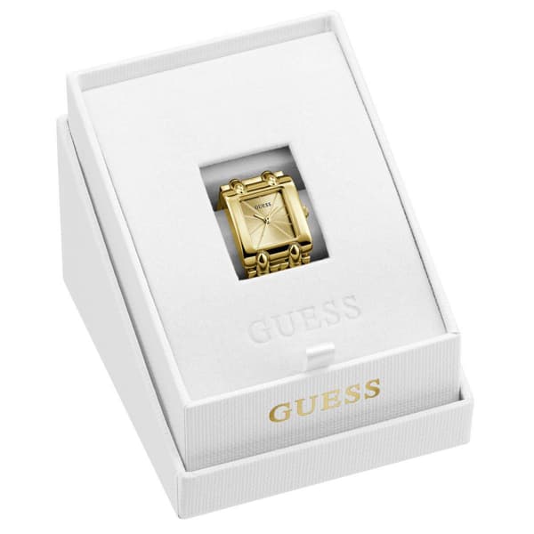 Womens Guess Gold-Tone Sunray Dial Ring Watch - GW1025L2